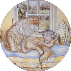 1989 Zoe Stokes Playful Cat Art – Original Vintage Print – Cat Lovers – Unique Gift (9)