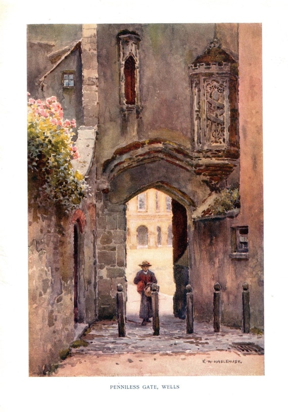 1914年 ウェルズ イングランド ヴィンテージプリント：E.W.