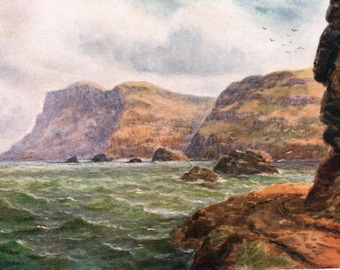 Vintage-Druck von Fair Head aus dem Jahr 1911: County Antrim, Nordirland