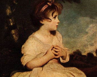 Joshua Reynolds &quot;Age Of Innocence&quot; Vintage 1934 Tip-in Print