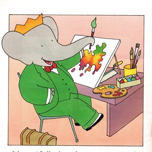 Lámina vintage de verano de Babar: arte divertido para la habitación de los niños