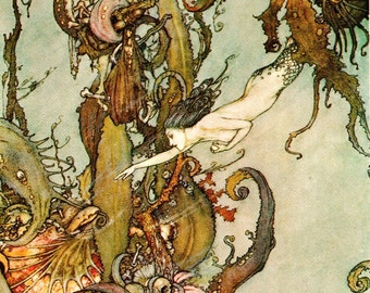 Edmund Dulac 'The Little Mermaid' Print: 1975 Fairy Tale Art