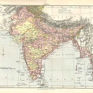 Antike Landkarte INDIEN, Asien aus der 9.