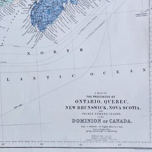 Antique CANADIAN PROVINCES Original 1889 Map - Rare 19th Century Large Map – Unique Gift for map collectors - Cartography