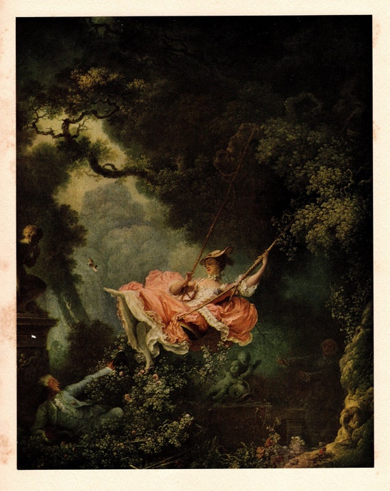 フラゴナール「ブランコ」ヴィンテージアートプリント、1934年