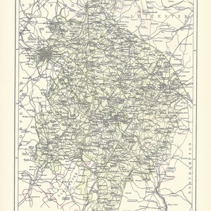 Antique Map WARWICK, ENGLAND from 9th Edition Encyclopaedia Britannica 1875-1889 - original rare 19th Century print Victorian map - Gift
