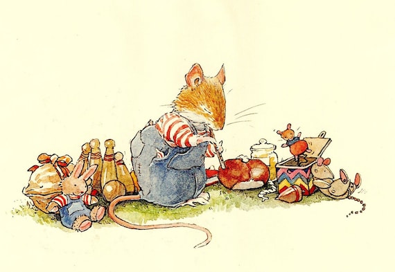 Brambly Hedge Vintage Print: Jill Barklem Mice, Woodland Nursery