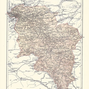 Antike Landkarte LANARK, SCHOTTLAND aus 9th Edition Encyclopaedia Britannica 1875-1889 - original seltener Druck des 19.