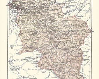 Antique Map LANARK, SCOTLAND from 9th Edition Encyclopaedia Britannica 1875-1889 - original rare 19th Century print - Victorian map Gift