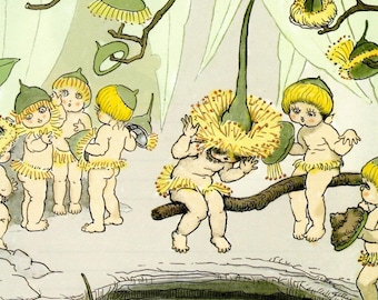 May Gibbs Gumnut Babies Vintage Print: Australian Nursery Decor
