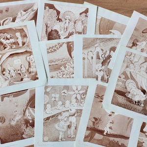 Lot : impressions vintage originales de bébés Gumnut - Little Obelia de May Gibbs - Junk Journaling, Scrapbooking, Card Making, Paper Craft Projects