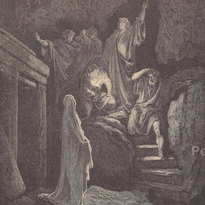1887 Rare GUSTAVE DORÉ Book Plate “The Resurrection of Lazarus” - The Doré Bible Gallery  - Original Antique Print - biblical