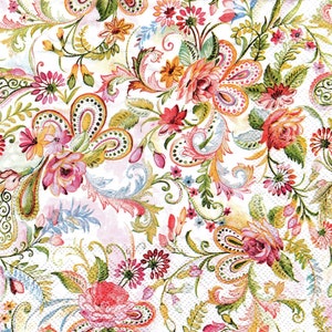 4 servilletas de papel de lujo PAISLEY FLORALS Servilletas con estampado gitano - Decoupage, Scrapbooking, Fabricación de tarjetas, Técnica mixta, Collage, Manualidades con papel