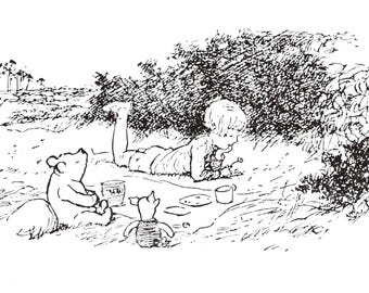 Vintage Winnie de Pooh-boekprint: dubbelzijdige kinderkamerdecoratie
