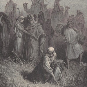 Gustave Doré &quot;Ruth and Boaz&quot; Antique Bible Print, 1887