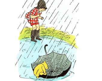 Vintage Winnie de Poeh-boekafdruk: Shepard illustratie, kinderkamerkunst
