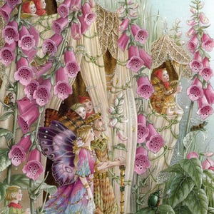 Shirley Barber Fairies Stampa originale vintage fronte-retro - Fiaba romantica - Creature della foresta e del bosco - Regalo unico