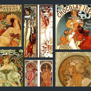 6 Postcards Alphonse Mucha - Art Nouveau - Postcrossing, Journals, Crafts, Stationery, Bookmarks – Unique Gift (3)