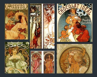 Postales Art Nouveau de Alphonse Mucha: Juego de papelería de 6