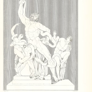 Antique LAOCOON (Greek legend) Rare Print 1870s - lithograph from 9th Edition Encyclopaedia Britannica - authentic print - Unique Gift