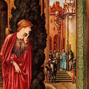 EDWARD BURNE-JONES Oryginalny wydruk książki vintage „Danae or the Tower of Brass” – obraz prerafaelitów – wyjątkowy prezent