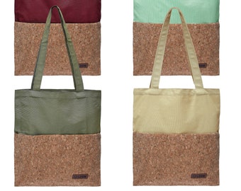 Borsa shopping borsa secchiello borsa in tessuto shopper tote bag cotone sughero 4 disegni