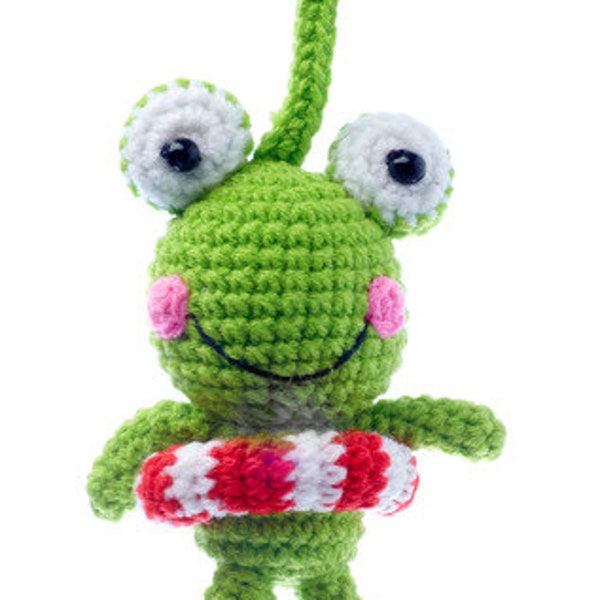 Schlüsselanhänger gehäkelt Frosch Bär Kuh Crochet frog with lifebuoy keychain