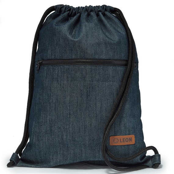 LEON by Bers bag gym bag backpack sports bag cotton gym bag width approx. 34 cm height approx. 45 cm, outside zipper