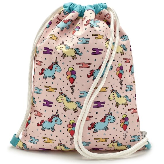 LEON by Bers kindergarten bag gym bag backpack children's daypack cotton gym bag fabric bag design child_unicorn_pink