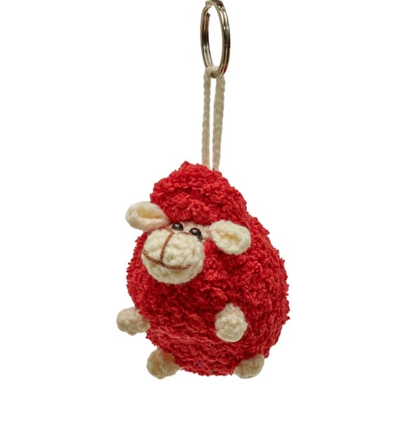 Crochet keychain sheep frog bear cow Crochet frog with lifebuoy keychain