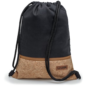 LEON by Bers  Tasche Turnbeutel Rucksack daily bag Baumwolle Kork Beschichtung gym bag Breite ca.34 cm Höhe ca.45 cm, außen Reißverschluss