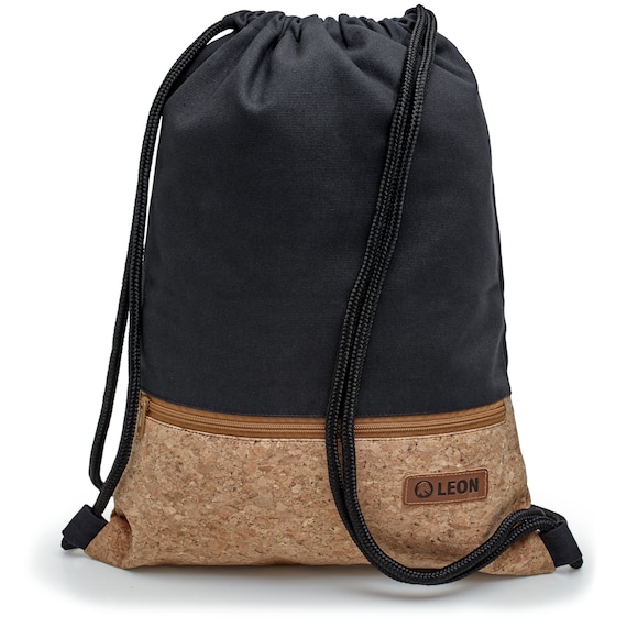 LEON by Bers bag gym bag backpack daily bag cotton cork coating gym bag width approx. 34 cm height approx. 45 cm, outside zipper