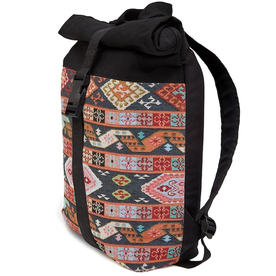 colorful exclusive Leon Rolltop By Bers Backpack Cotton Canvas & Woven Fabric Laptop Travel Backpack Sport Travel Cycling University School