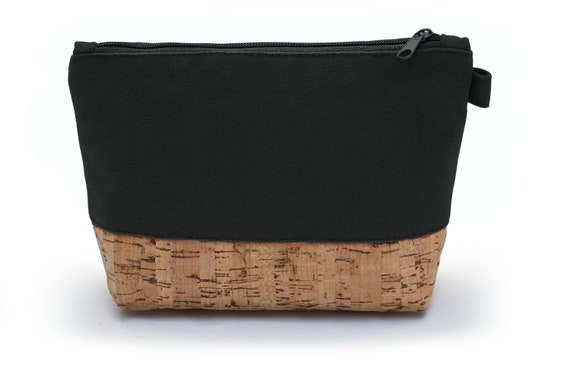 LEON by Bers Cosmetic Bag Cork & Canvas Makeup Bag Toiletry Bag Cotton Makeup Bag