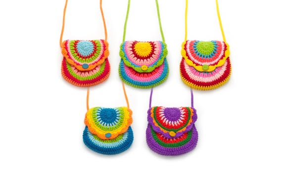 Children's bag, colorful crocheted shoulder bag, kindergarten bag