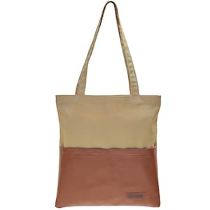 LEON stabile schöne Einkaufstasche Beuteltasche Stofftasche Shopper Tote Bag Baumwolle vegan Kunstleder Innentasche Außentasche in 9 Farben