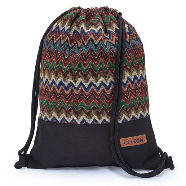 LEON by Bers  Tasche Turnbeutel Rucksack Tagesrucksack Baumwolle  gym bag Boho Hippie Tribal