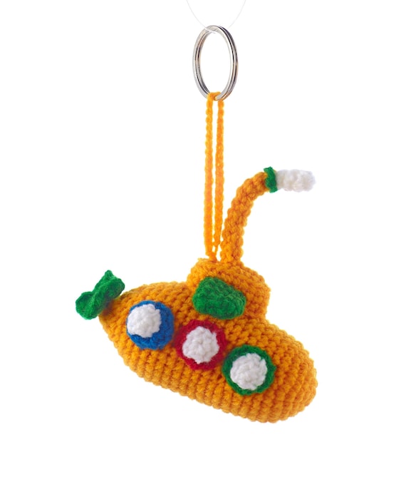 Crocheted submarine keychain