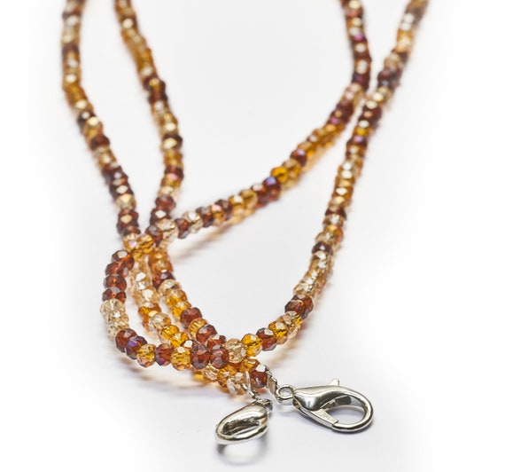 Glasses chain in amber and brown tones crystals chain glasses chain ankle chain bracelet necklace