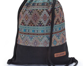 LEON by Bers  Tasche Turnbeutel Rucksack Tagesrucksack Baumwolle  gym bag Boho Hippie Tribal