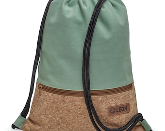 B-WARE 60% off! LEON Tasche Damen Turnbeutel Rucksack Tagesrucksack Baumwolle gym bag
