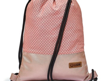 LEON by Bers: bolso, bolsa de gimnasio, bolsa con cordón, mochila, mochila de día, bolsa de gimnasio de algodón.