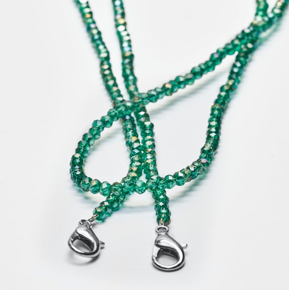 Glasses chain in green crystals chain glasses chain ankle chain bracelet necklace