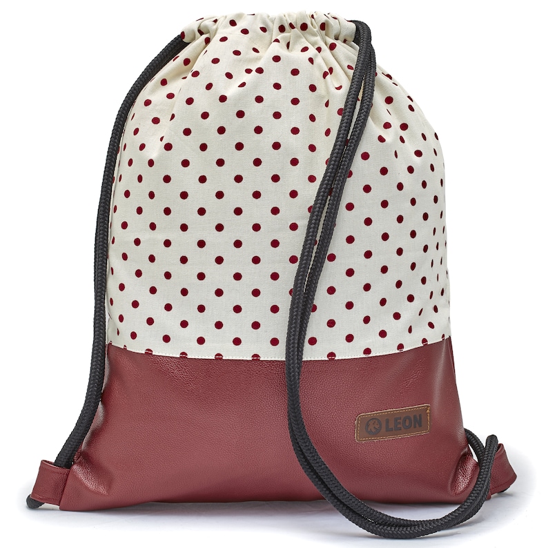 B-WARE 60% off LEON Turnbeutel bag women's gym bag backpack sports bag Baumwolle cotton gym bag Bware_rotPunktRotpu