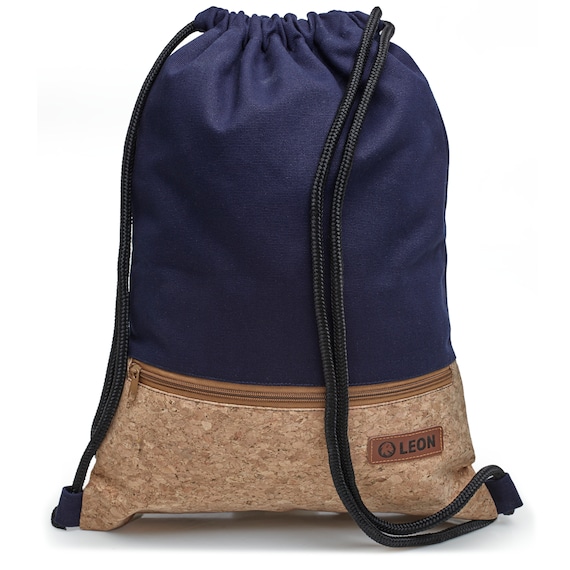 LEON by Bers bag gym bag backpack daily bag cotton cork coating gym bag width approx. 34 cm, height approx. 45 cm, outside zip