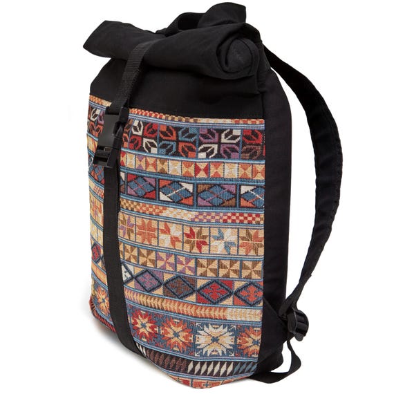 colorful exclusive Leon Rolltop By Bers Backpack Cotton Canvas & Woven Fabric Laptop Travel Backpack Sport Travel Cycling University School