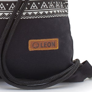 LEON by Bers Damen Tasche Herren Turnbeutel Rucksack Tagesrucksack Baumwolle gym bag Breite ca.34 cm Höhe ca.45 cm, Indio_SW zdjęcie 3