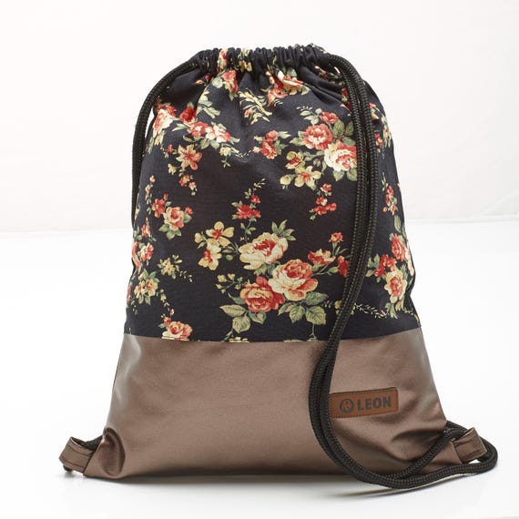 B-STOCK 60% off! LEON Women's Bag Drawstring Backpack Daypack Cotton gym bag