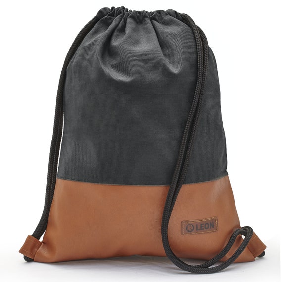 LEON by Bers bag gym bag backpack daypack cotton gym bag width approx.34 cm height approx.45 cm,