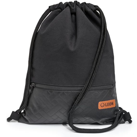 LEON by Bers bag gym bag backpack daypack cotton gym bag width approx. 34 cm height approx. 45 cm, outside zip pocket